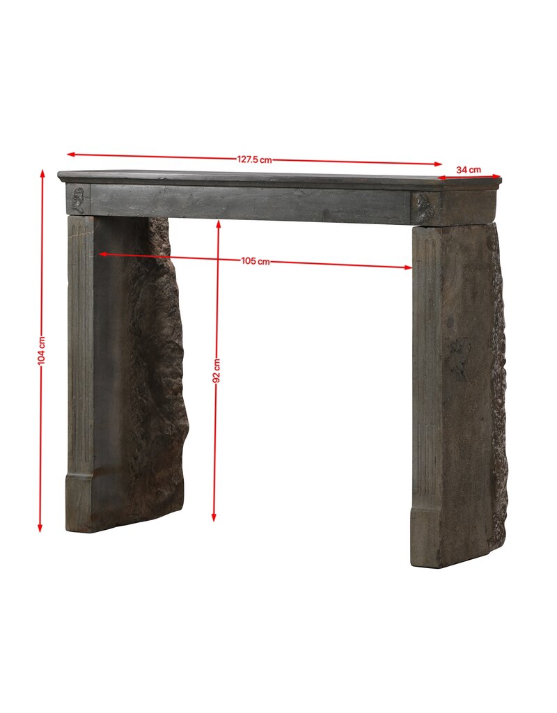 Maison Leon Van den Bogaert Chimenea neoclásica del siglo XIX en piedra natural gris – 127,5 cm de ancho