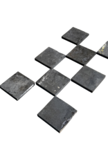 Maison Leon Van den Bogaert Square Black Stone Tiles Recut from Antique Reclaimed Flooring – 20 and 30 cm with Straight Edges