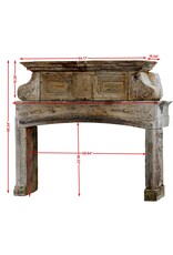 Monumentale Franse Louis XIV-periode zandstenen kasteelschouw gedateerd 1712 met Latijnse inscriptie en Lodewijk XIII-invloed