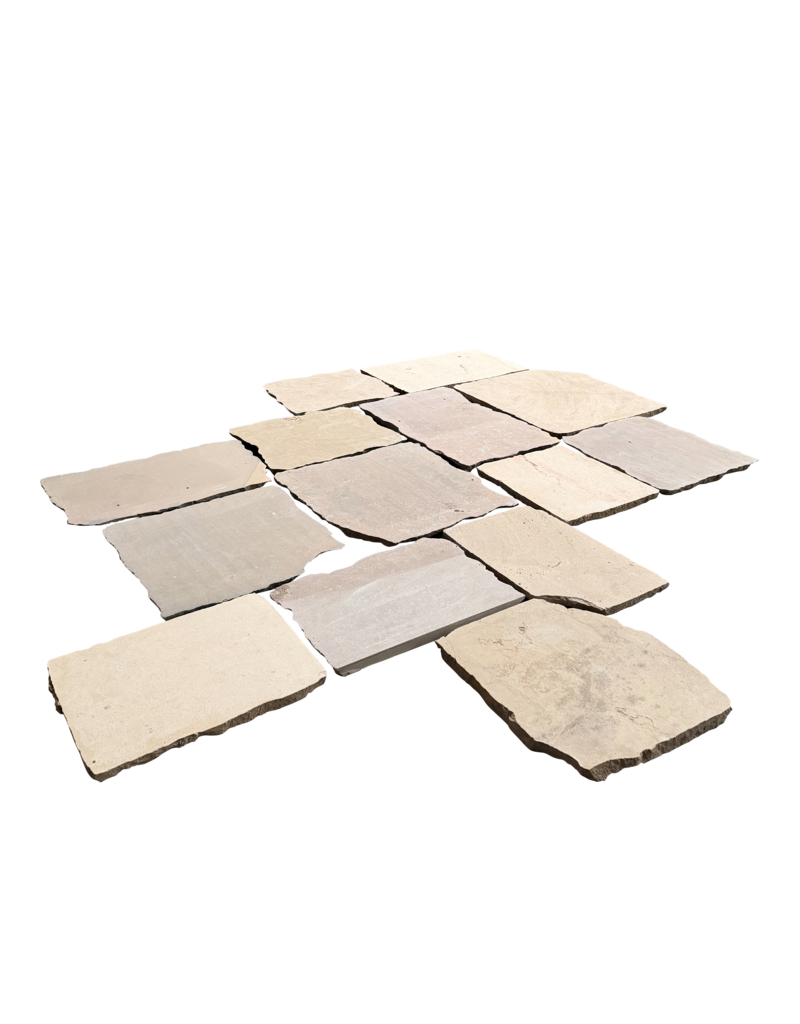 Maison Leon Van den Bogaert Authentic Burgundy Limestone Opus Romain Floor – Random Medieval French Stone Tiles