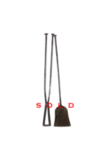 Authentic 17th Century Heavy Iron Fireplace Tool Set with Forged Pliers and Large Shovel