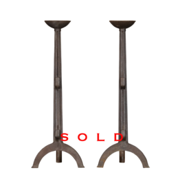 Maison Leon Van den Bogaert Pair of Cast Iron Landier — 87 cm High
