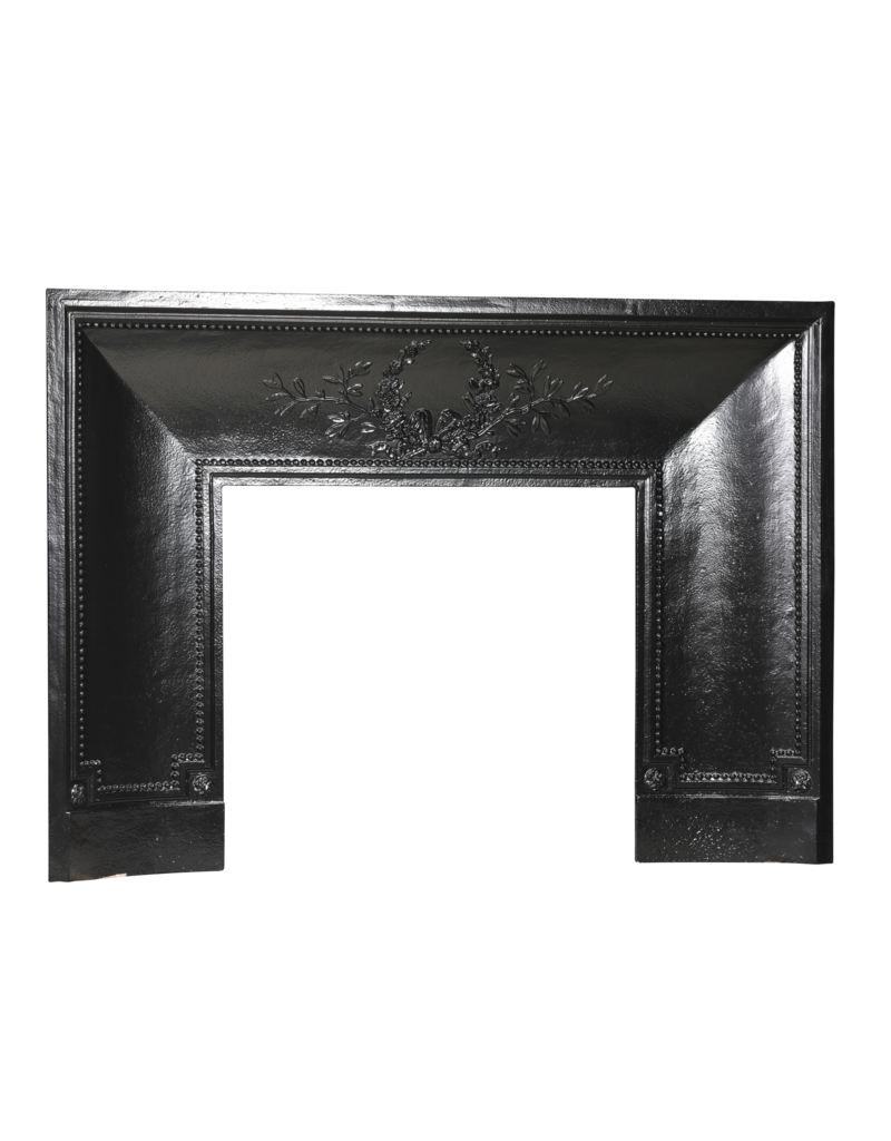 Maison Leon Van den Bogaert Old Cast Iron Fireplace Inner Frame with Wreath and Beading – 142 cm