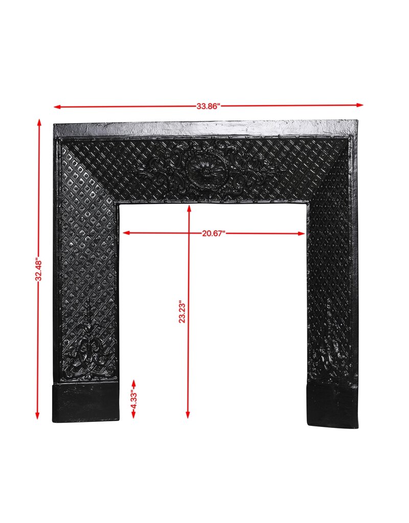 Maison Leon Van den Bogaert Original Old Cast Iron Fireplace Inner Frame with Rosette – 86 cm