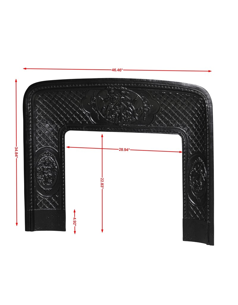 Maison Leon Van den Bogaert Old Cast Iron Fireplace Inner Frame with Putti Medallions – 118 cm
