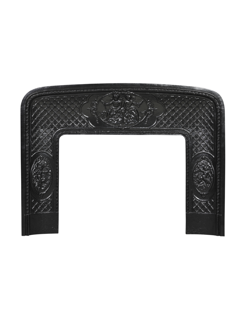 Maison Leon Van den Bogaert Contrecœur ancien en fonte à putti et décor losangé – 118 cm