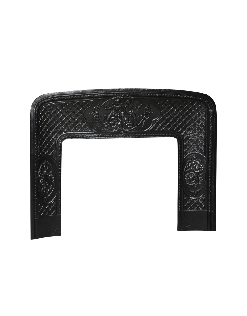 Maison Leon Van den Bogaert Old Cast Iron Fireplace Inner Frame with Putti Medallions – 118 cm