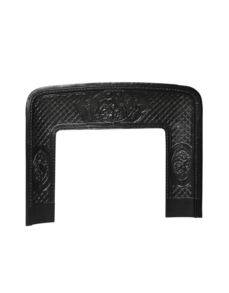 Maison Leon Van den Bogaert Old Cast Iron Fireplace Inner Frame with Putti Medallions – 118 cm