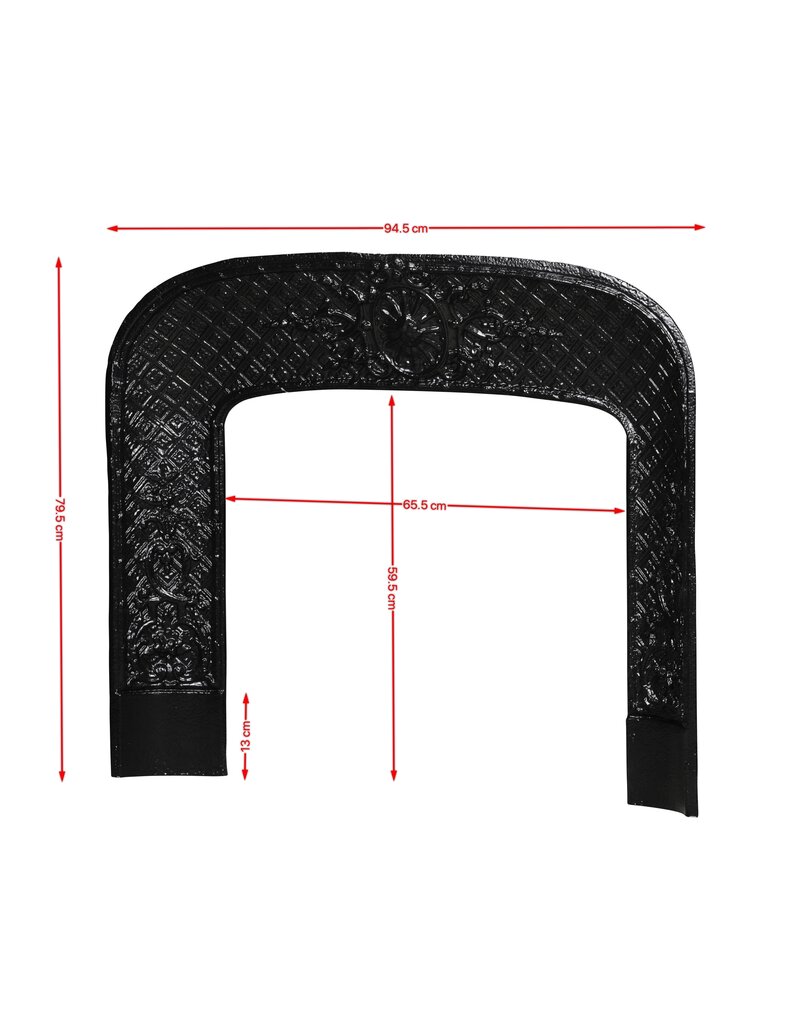 Maison Leon Van den Bogaert Old Cast Iron Fireplace Inner Frame with Oval Rosette – 94.5 cm