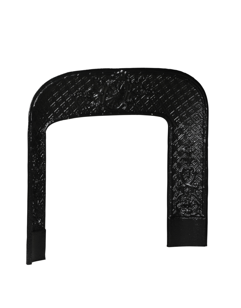 Maison Leon Van den Bogaert Old Cast Iron Fireplace Inner Frame with Oval Rosette – 94.5 cm