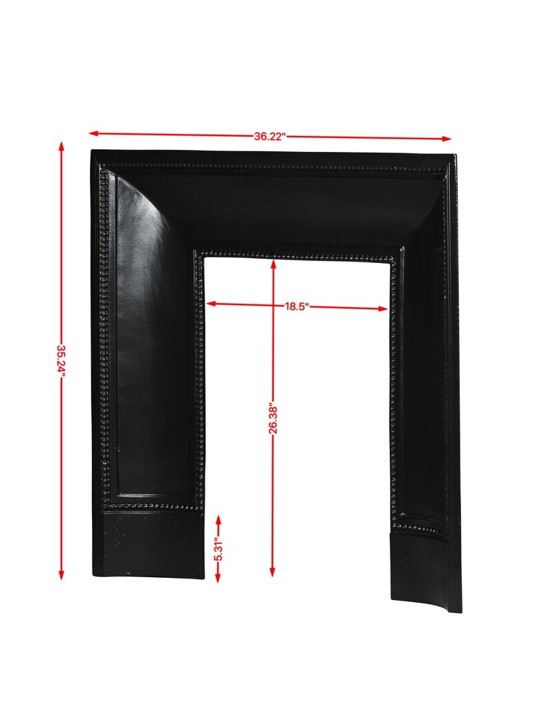 Maison Leon Van den Bogaert Old Cast Iron Fireplace Inner Frame with Beaded Borders – 92 cm