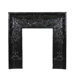 Maison Leon Van den Bogaert Cast Iron Fireplace Inner Frame with Garlands – 86 cm