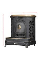 Maison Leon Van den Bogaert Decorative Antique Cast Iron Stove with Brass Trim, Floral Ornament and Ash Drawer