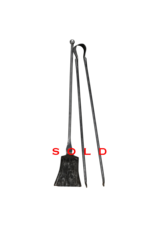 Exceptionele 17e eeuwse handgesmede smeedijzeren haardgereedschap set (schep & tang) – minimalistische architecturale antieke haardtools