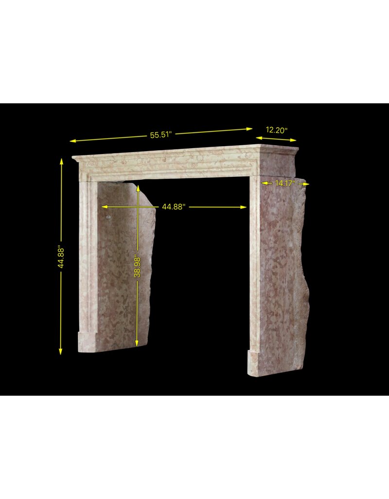 Maison Leon Van den Bogaert 19th-Century Louis XIV Mantel in Pink Burgundy Stone – 141 cm