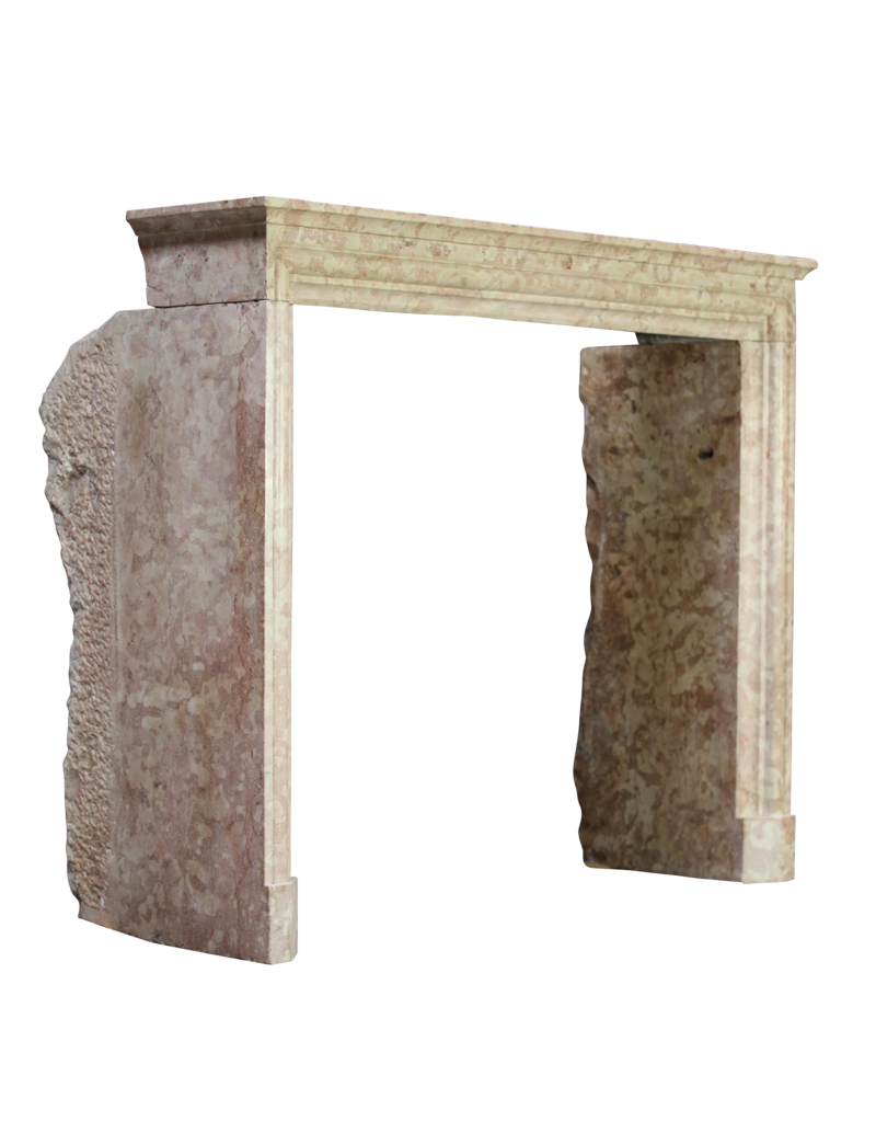 Maison Leon Van den Bogaert 19th-Century Louis XIV Mantel in Pink Burgundy Stone – 141 cm