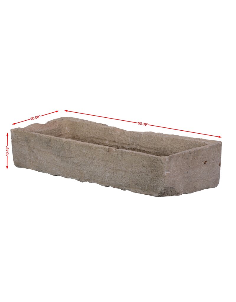 Maison Leon Van den Bogaert French Buxy Stone Planter – Hand-Carved Natural Stone 128 cm