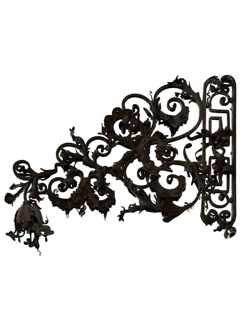 Maison Leon Van den Bogaert Exceptional Pair of Antique French Wrought Iron Wall Lantern Brackets – Château Quality 120 cm