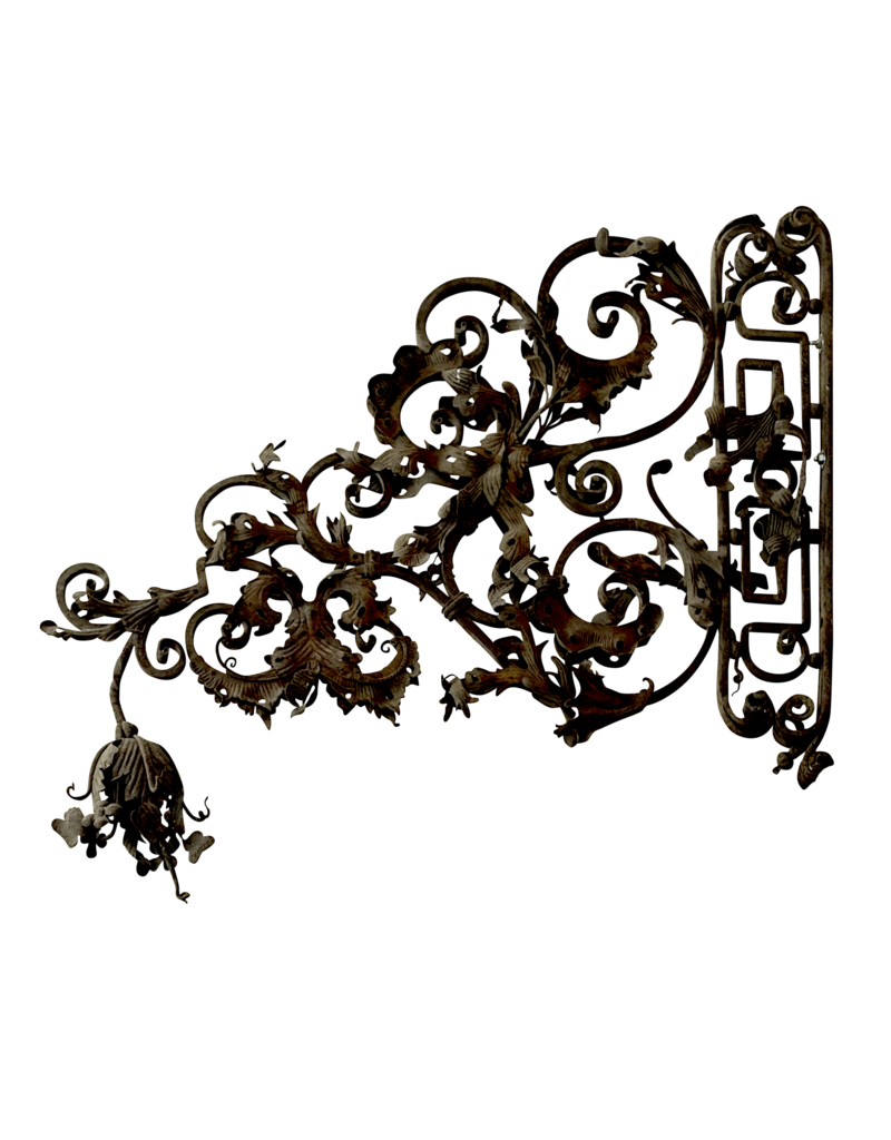 Maison Leon Van den Bogaert Exceptional Pair of Antique French Wrought Iron Wall Lantern Brackets – Château Quality 120 cm