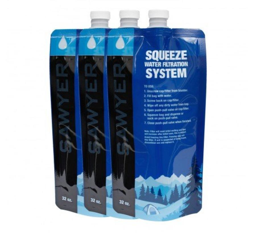 Sawyer Squeezable Pouch - 1L - 3 Stuks