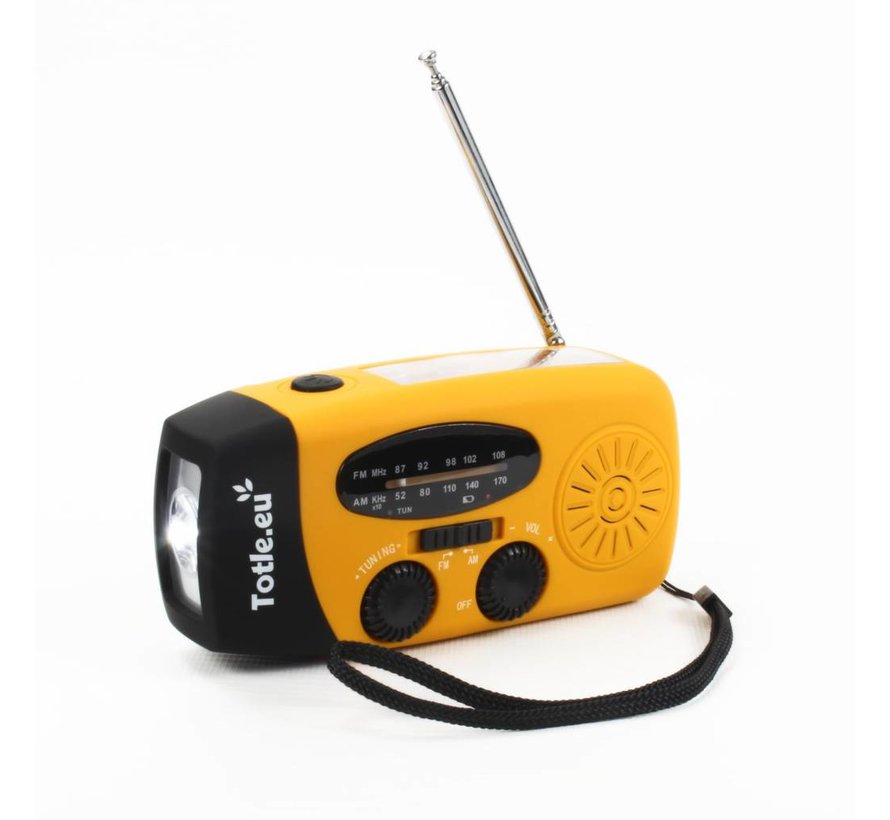 Totle Noodradio Essential - 2000mah Powerbank - Zonnepaneel - Opwindbaar