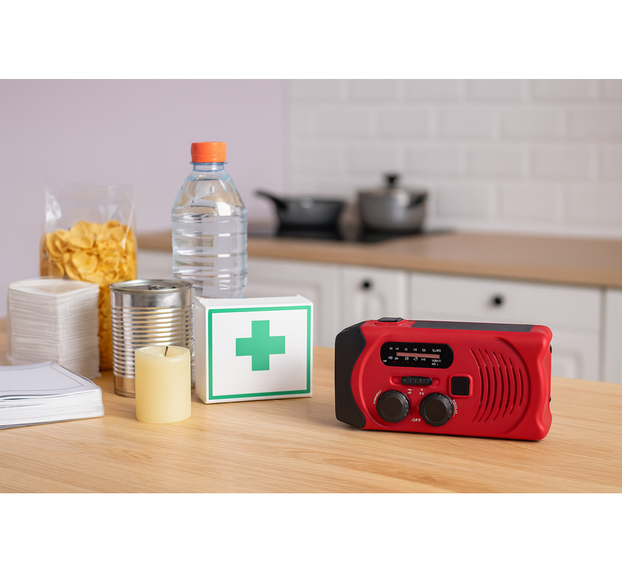 Totle Noodradio Essential Plus - 2000 mAh - Zonnepaneel - Opwindbaar