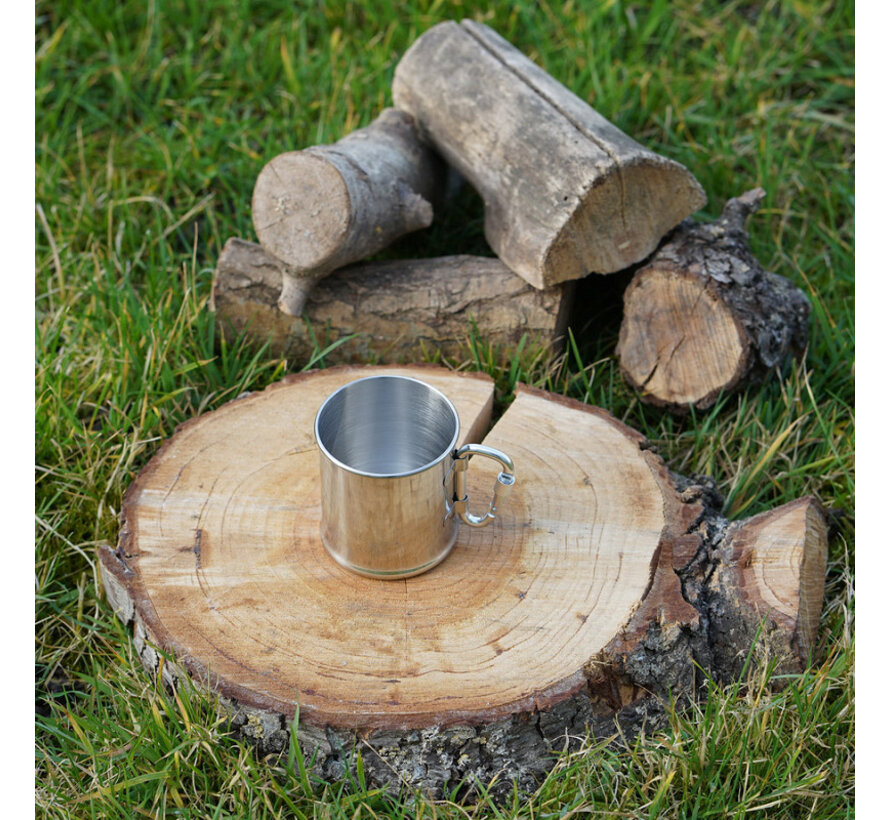 RVS beker 300 ml met karabijnhaak | Fosco stainless steel cup