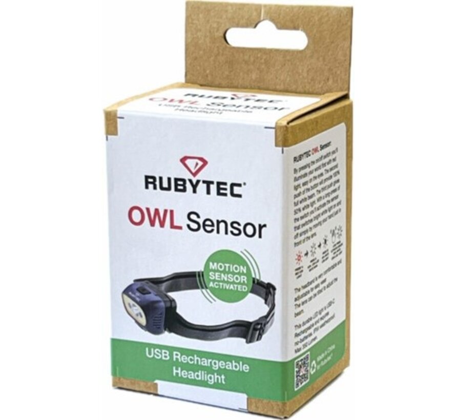 Rubytec Owl Sensor USB oplaadbare hoofdlamp zwart