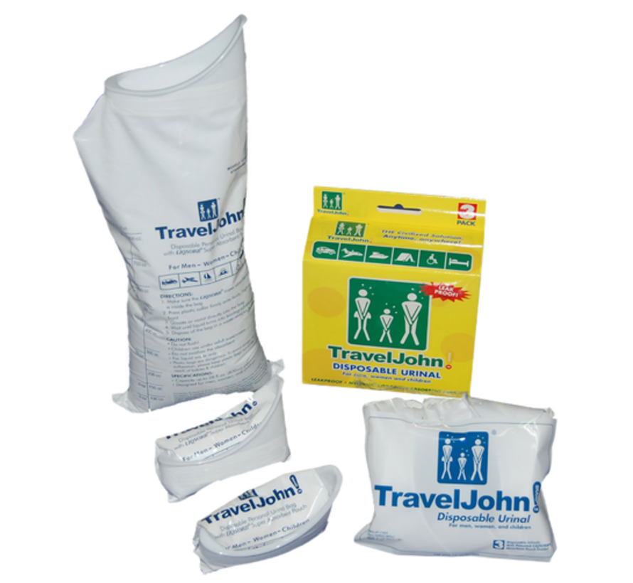 TravelJohn Urine Bag - 3 pieces - 800 ml - Leakproof & Odorless - Unisex Disposable Urinal
