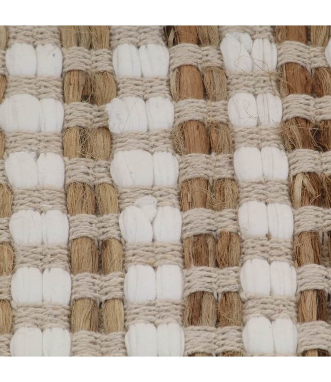 Badmattenset handgeweven jute en stof naturel en wit