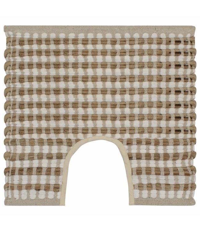 Badmattenset handgeweven jute en stof naturel en wit