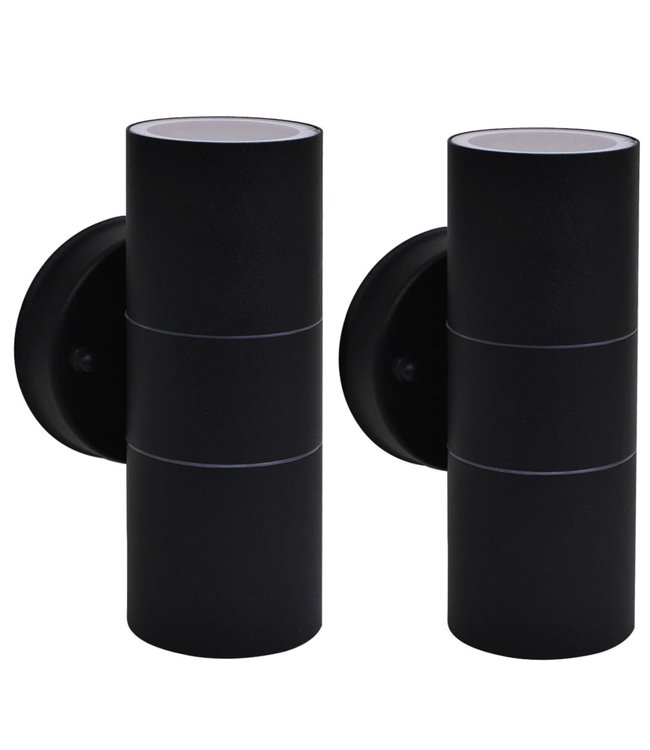 Buitenwandlampen 2 st op-/neerwaarts roestvrij staal