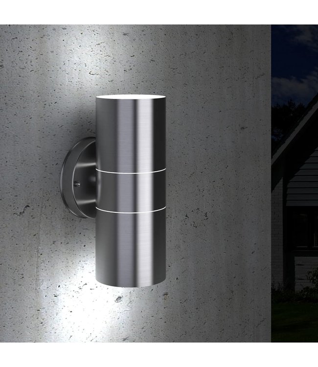 Wandlamp buiten op-/neerwaarts RVS 2 st