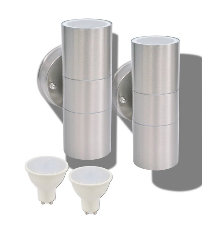 LED-wandlamp buiten op-/neerwaarts RVS 2 st