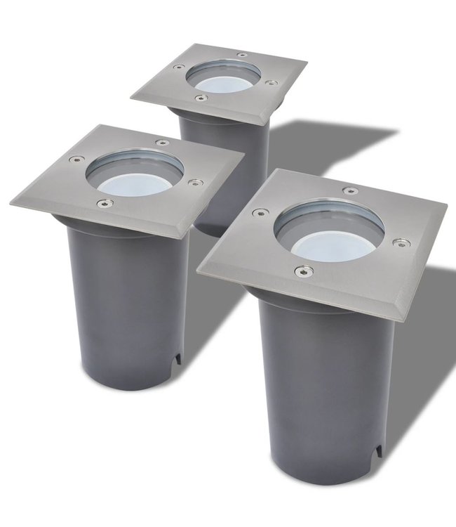 LED-grondspots buiten vierkant 3 st