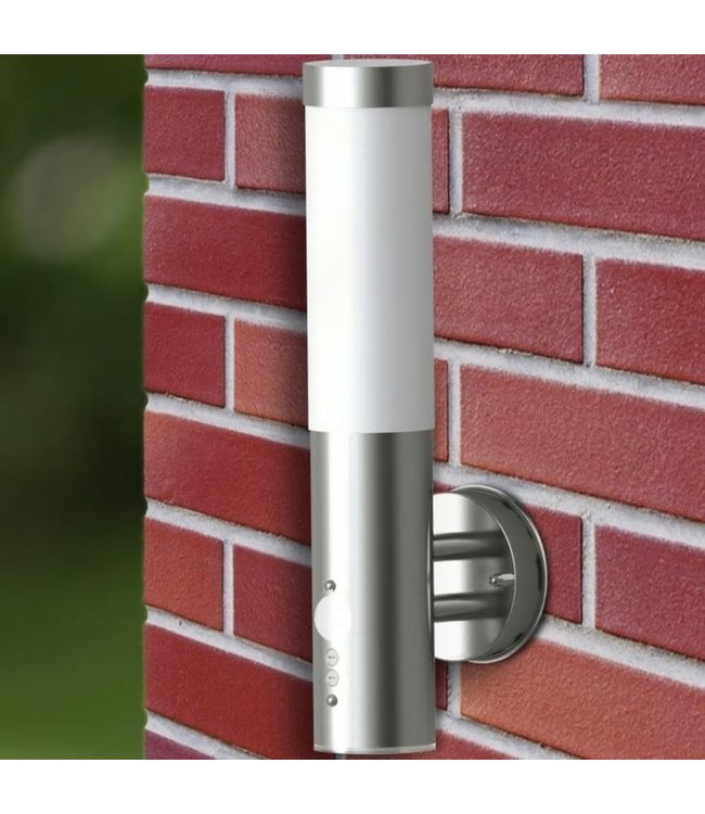 Buitenwandlamp met bewegingsdetector roestvrij staal