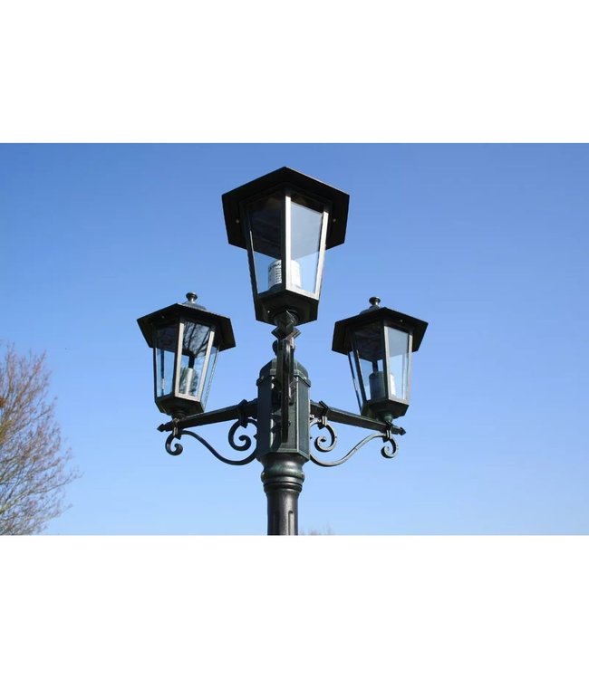 Tuinlantaarn met 3 armen 215 cm aluminium donkergroen/zwart