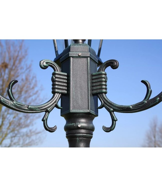 Tuinlantaarn Brighton 3-arms 230 cm donkergroen/zwart