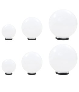 6-delige LED-bollampenset rond 20/30/40 cm PMMA