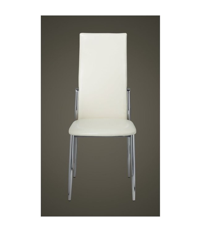Eetkamerstoelen golvende rugleuning kunstleer wit 4 st