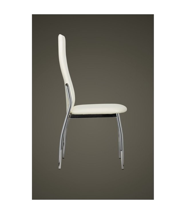 Eetkamerstoelen golvende rugleuning kunstleer wit 4 st
