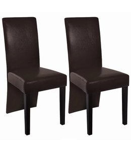 Eetkamerstoelen 2 st kunstleer donkerbruin