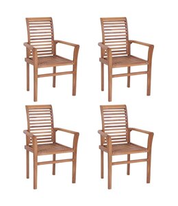 Eetkamerstoelen stapelbaar massief teakhout 4 st