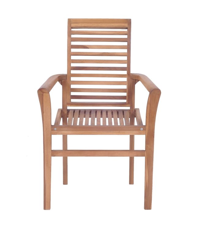 Eetkamerstoelen stapelbaar massief teakhout 4 st