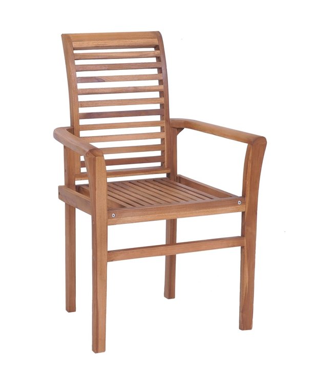 Eetkamerstoelen stapelbaar massief teakhout 4 st