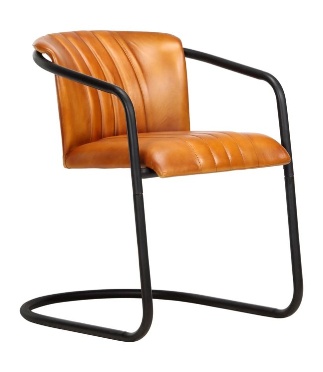 Eetkamerstoelen 2 st echt leer tan