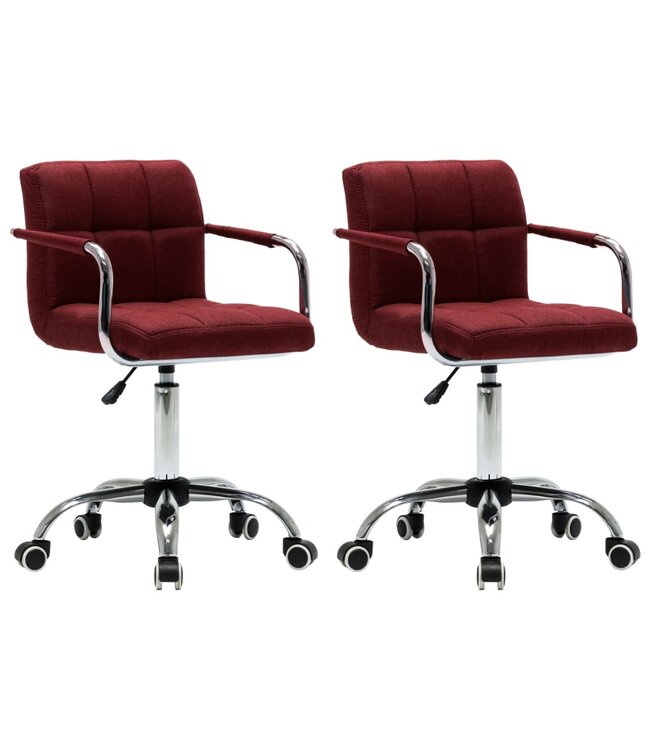 Eetkamerstoelen draaibaar 2 st stof wijnrood