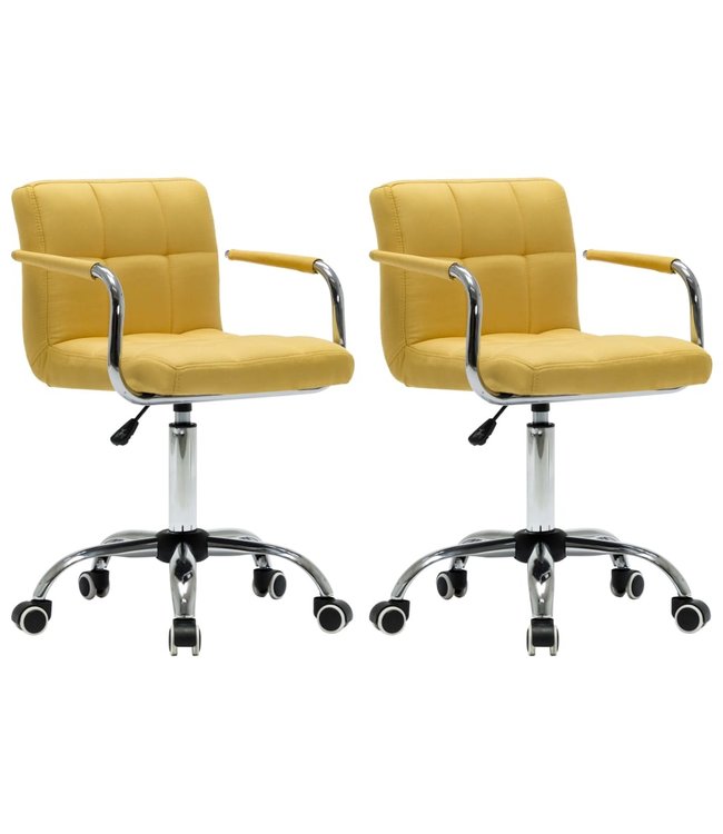 Eetkamerstoelen draaibaar 2 st stof geel