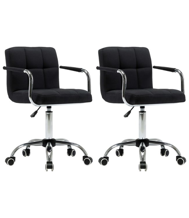 Eetkamerstoelen draaibaar 2 st stof zwart