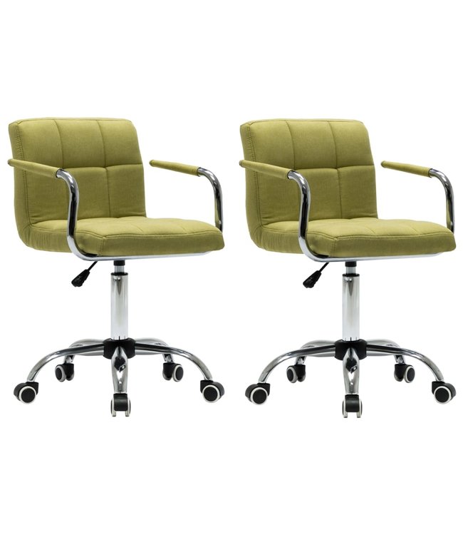 Eetkamerstoelen draaibaar 2 st stof groen